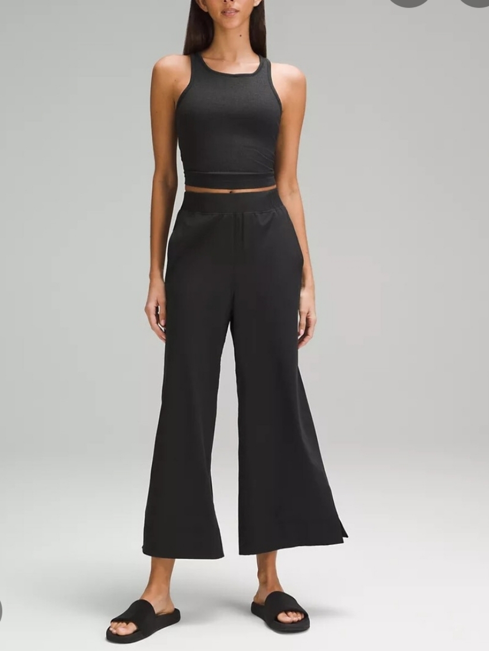 lululemon Stretch Woven Wide-Leg High-Rise Crop Black Large